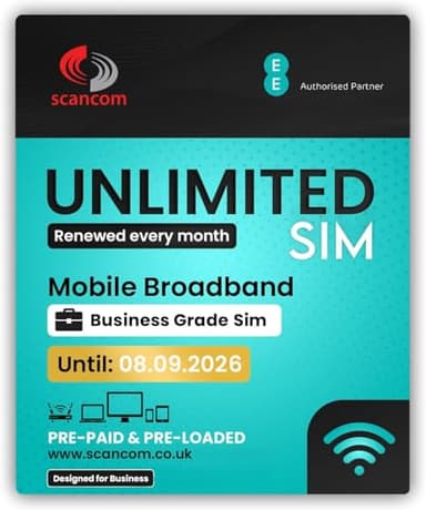 EE Unlimited Data SIM – Uncapped 5G Speeds – Preloaded EVERY MONTH Until 8th September 2026 – No Contract – Plug & Play for Business Broadband, Routers & Phones
