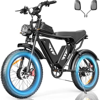 Electric Bike for Adults, 250W, 48V-52V, 20AH,40AH Removable Battery, Max 50-180 Miles Electric Motorcycle, 20" Fat Tire Dirt Ebike, Full Suspension, 7-Speed, Dual Disc (20"-180 miles-52V 40Ah)