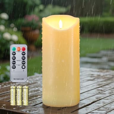 Flickering Flameless Candles, Realistic Battery Operated Candle with Timer, Batteries Included, Outdoor Indoor Decor with 10-Key Remote LED Flameless Candle, Birthday Gifts for Him, Her 9" x 4"