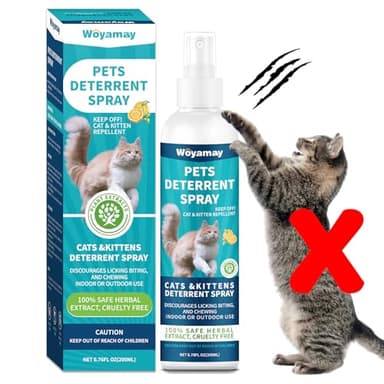 Woyamay Cat Repellent Spray, Cat Deterrent Spray Indoor & Outdoor, Cat Spray Deterrent for Scratching, Anti Scratch Cat Spray to Keep Pet Off Limits Areas, Protect Furniture, Sofa, Rug, Curtain,200 ml