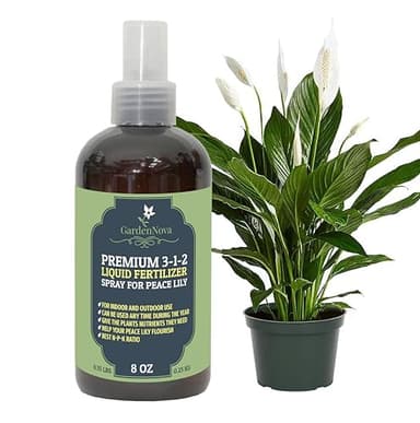 GardenNova Proffesional Peace Lily Spray Fertilizer Mist for Home Gardening | 3-1-2 Gentle Blend Mist for Healthy Leaves & Growth | Essential Nutrients for Peace Lily - 8oz