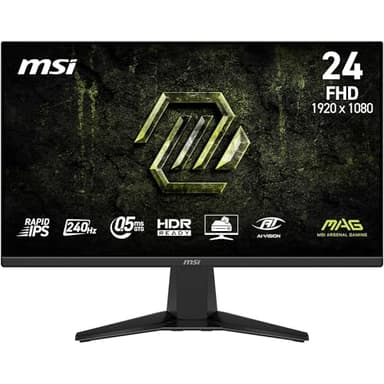MSI MAG 245F X24 24-Inch Gaming Monitor, 1920x1080 FHD, Rapid IPS, 240Hz, 0.5ms, HDR ready, AMD FreeSync™ Premium, Eye care, AI vision, HDMI 2.0b, DP 1.2a, Frame-less, Vesa Mount, Black