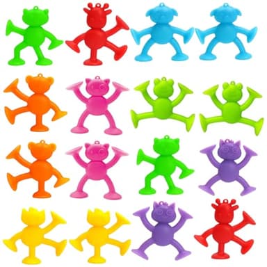 Suction Toys, 16 Baby Plane Toys, Travel Toys for Toddlers on Plane, Car Trips and Bath Time, Suction Toy Set with Strong Adhesion, Compact Size for Easy Storage and Play