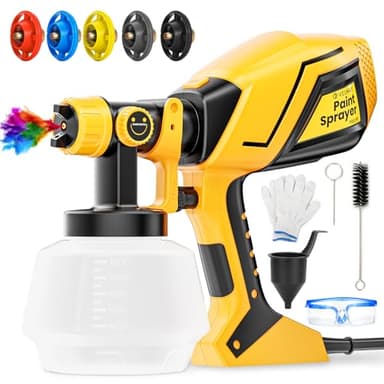 Velway Paint Sprayer 600W HVLP - Electric Paint Spray Gun with 1200ml Detachable Container, 5 Nozzles & 3 Patterns - Perfect for Fences, Sheds, Walls, Ceilings, Furniture, Cabinets, Garden & DIY