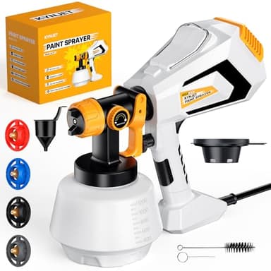 Fence Paint Sprayer Spray Gun - 650W/1200ml HVLP Electric for Home Interior and Exterior Cabinets House Fence Ceiling sheds 4 Nozzles airless