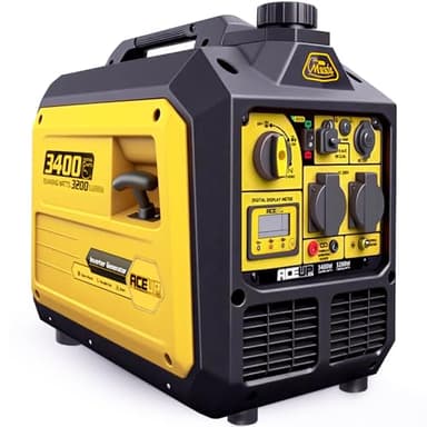 Aceup Energy 3400 Watt Portable Inverter Generator, Petrol Powered Pure Sine Wave Generator Silent for Home, Camping, RV, EURO-V, CE