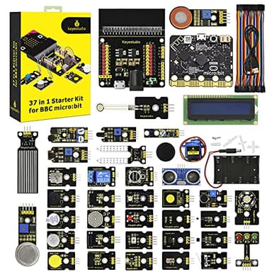KEYESTUDIO BBC Micro:bit Starter Kit 37 in 1 Sensor Module Kit Work on MicroBit V1(include), Microbit V2, PDF Tutorial for Beginners to Learn Electronics for Microbit Kit
